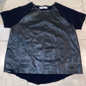 ZARA knit leather short sleeve top